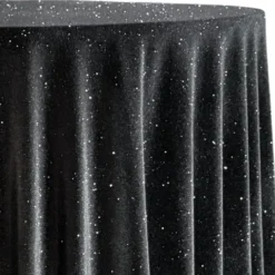 Glitter Velour Table Linen in Black