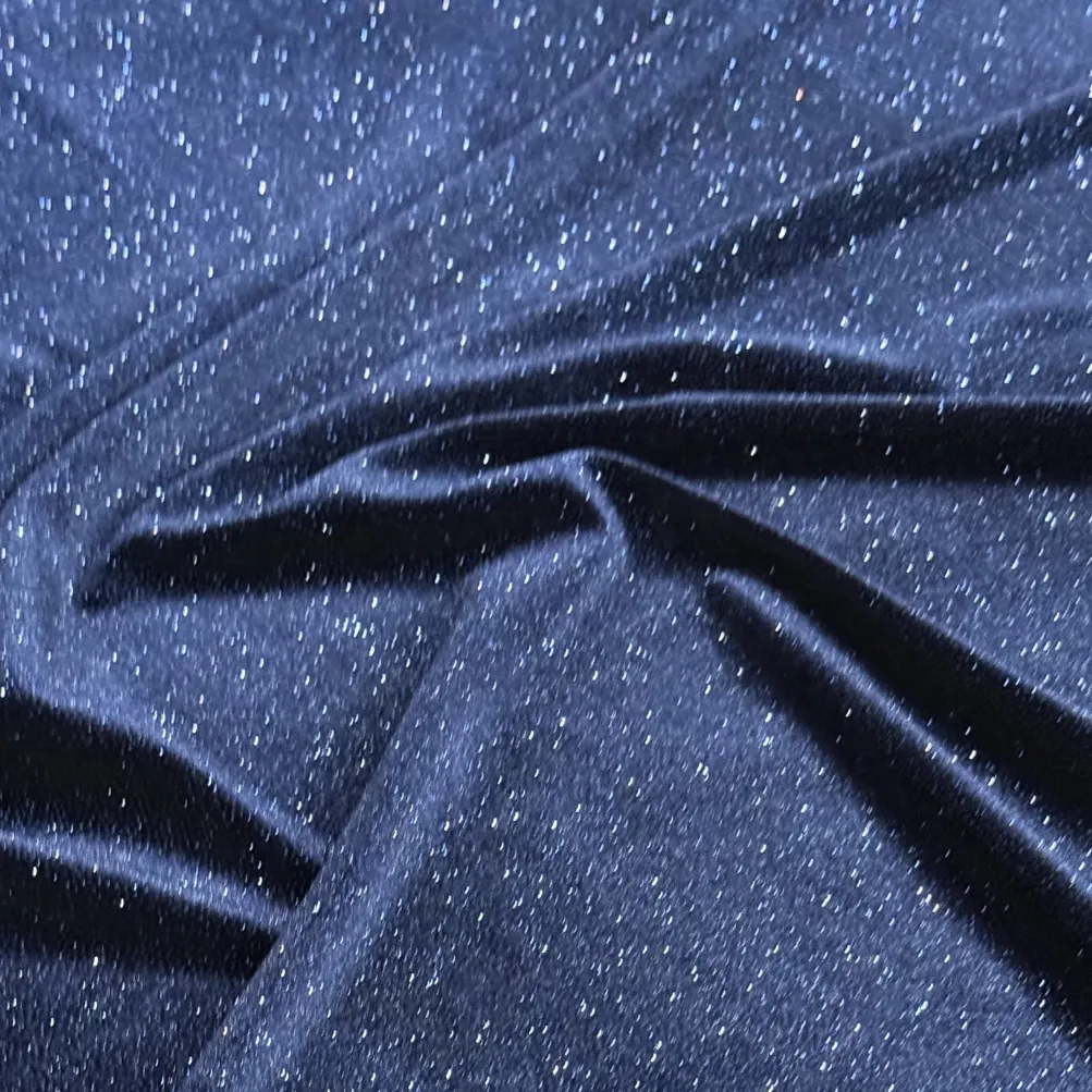 Glitter Velour Table Linen in Navy