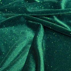 Glitter Velour Table Linen in Hunter Green