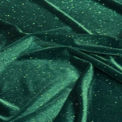 Glitter Velour Table Linen in Hunter Green