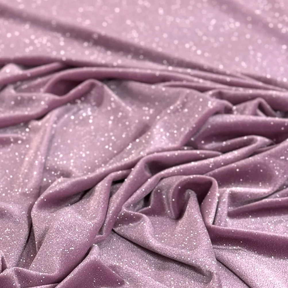 Glitter Velour Table Linen in Dusty Pink