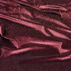 Glitter Velour Table Linen in Burgundy
