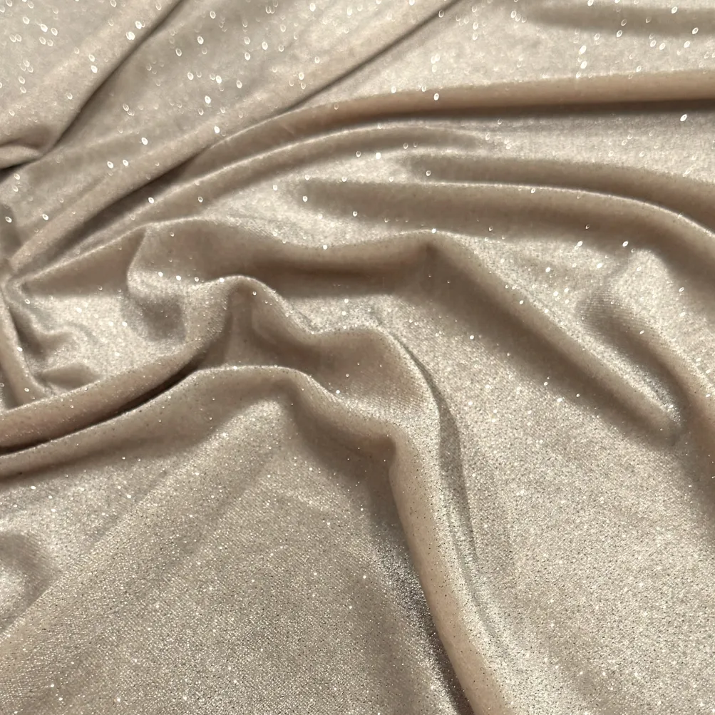 Glitter Velour Table Linen in Beige