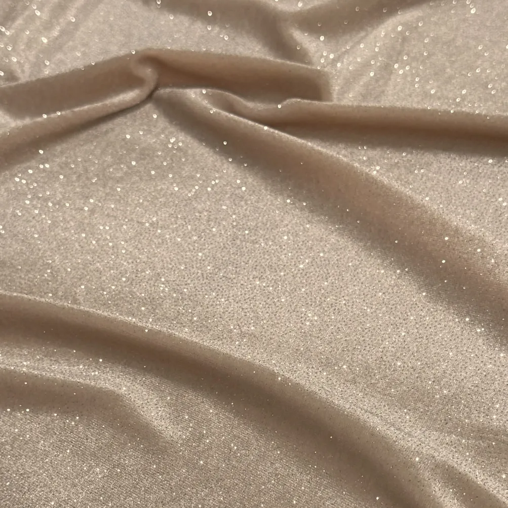 Glitter Velour Table Napkin in Beige
