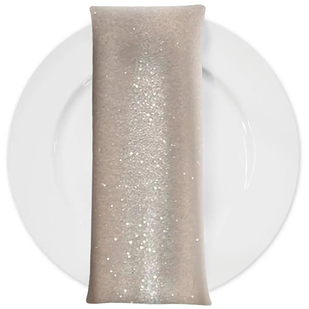 Glitter Velour Table Napkin in Beige