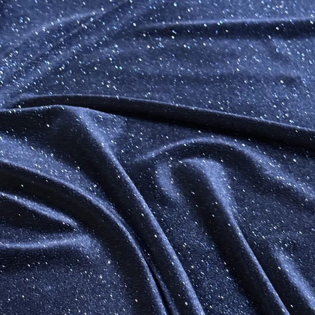Glitter Velour Table Napkin in Navy