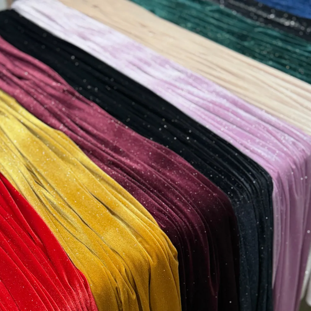 Glitter Velour Table Napkin in Navy