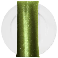 Glitter Velour Table Napkin in Olive