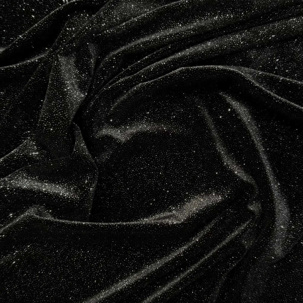 Glitter Velour Table Runner in Black