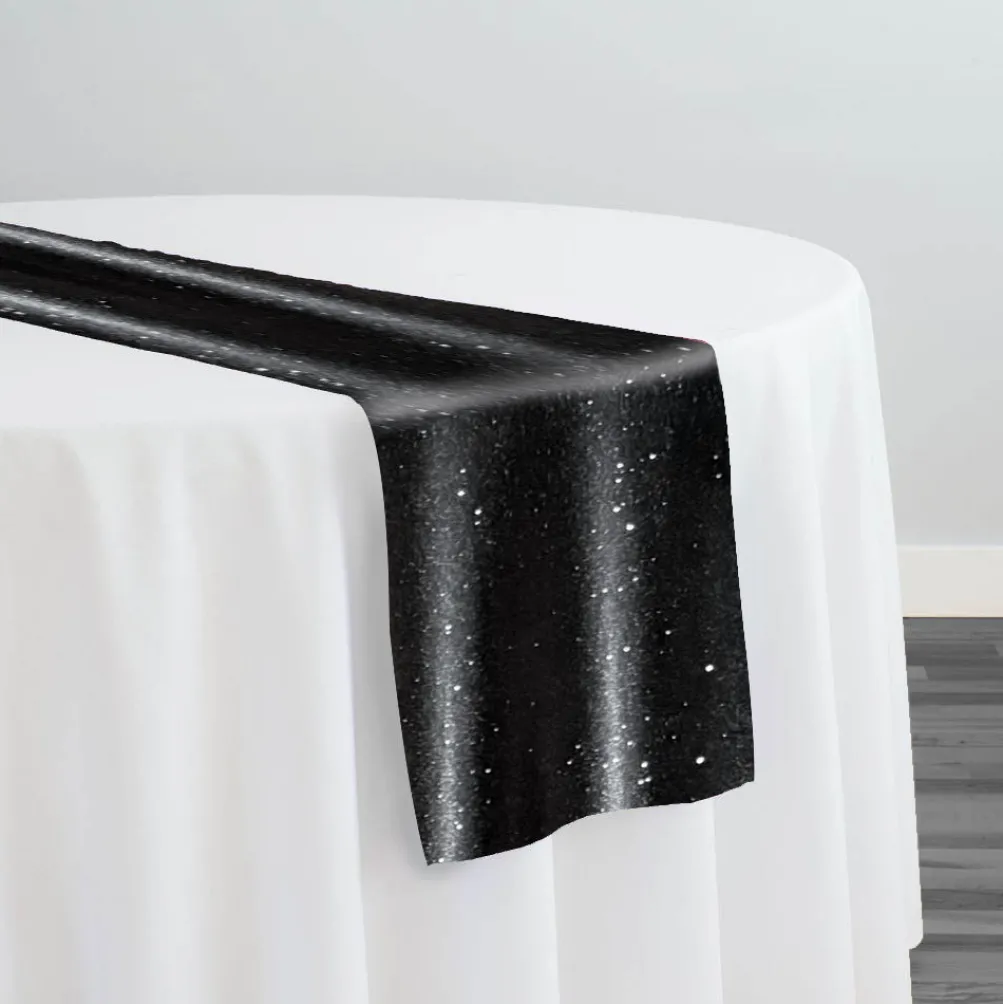 Glitter Velour Table Runner in Black
