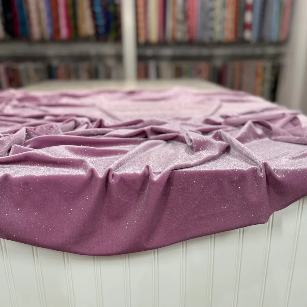Glitter Velour Table Runner in Dusty Pink