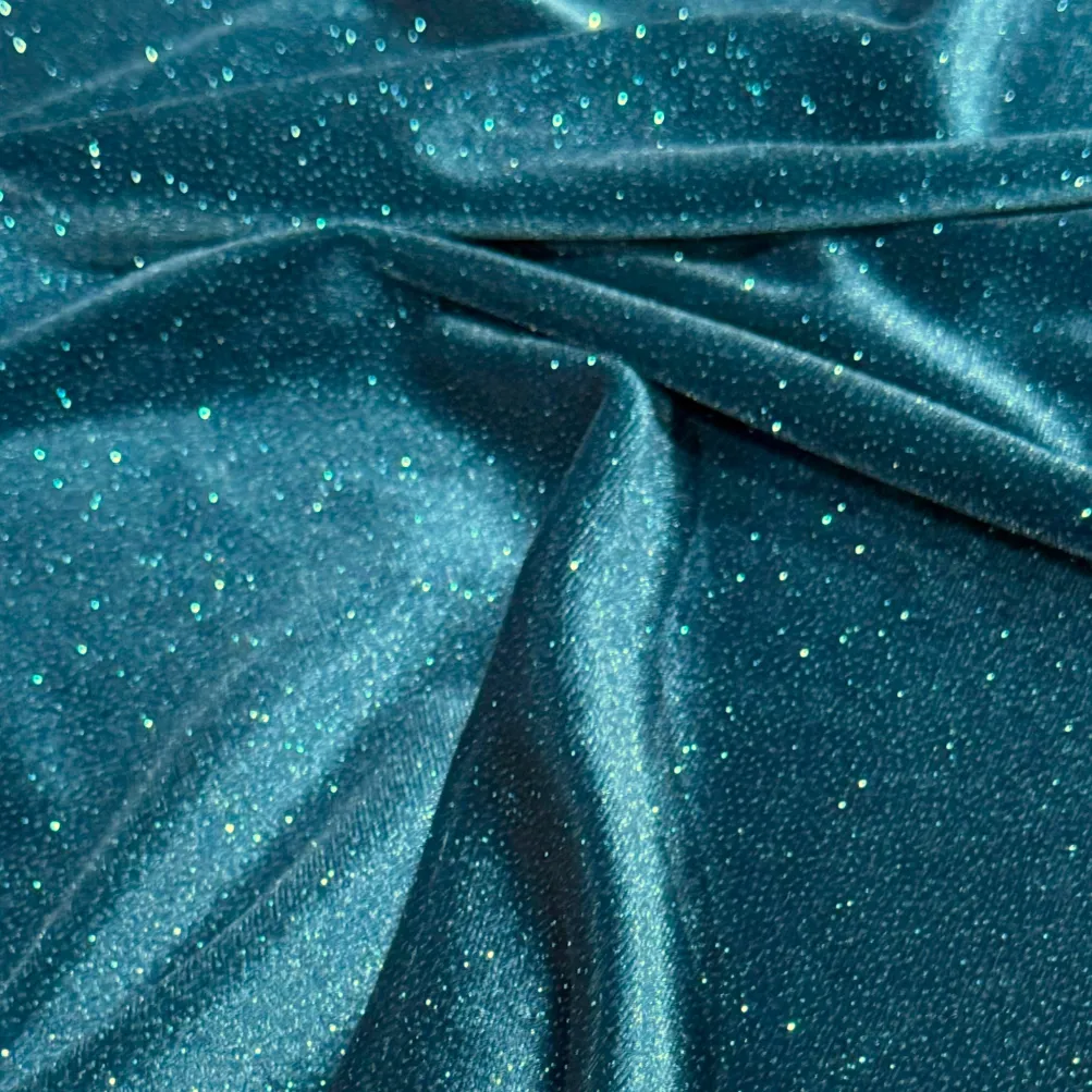 Glitter Velour Table Runner in Jade