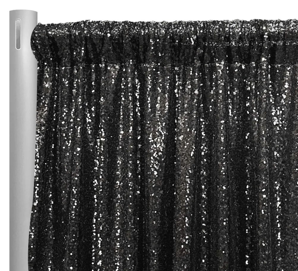 Glitz Sequins Drapery Panel in Black