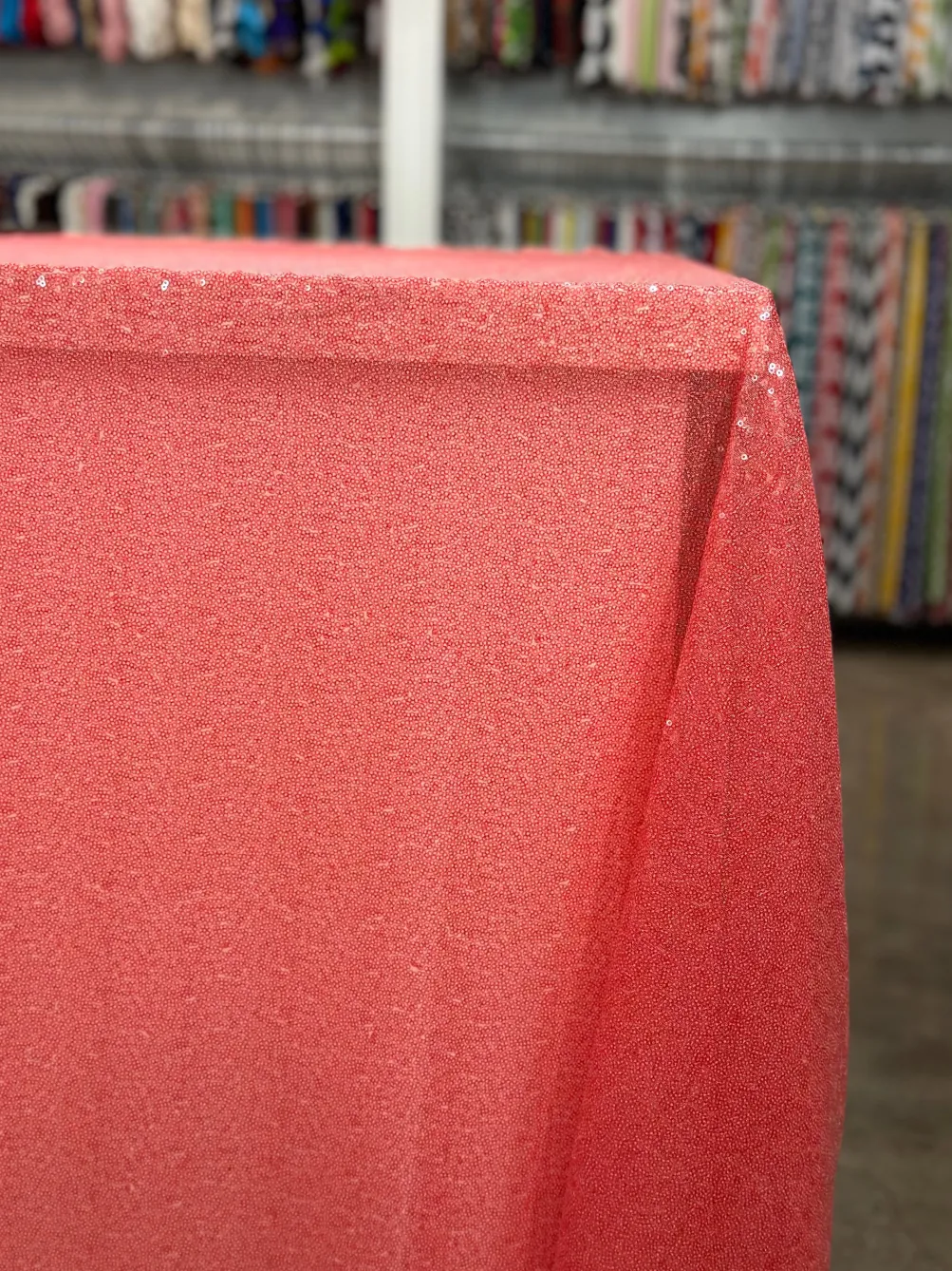 Glitz Sequins Table Linen in Coral