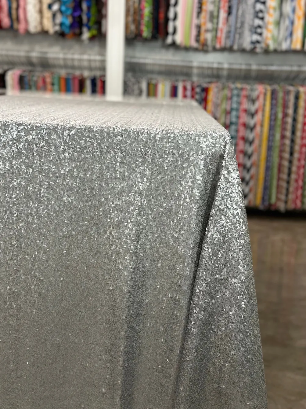 Glitz Sequins Table Linen in Pewter