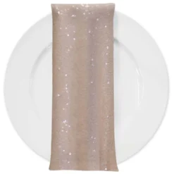 Glitz Sequins (w/ Poly Lining) Table Napkin in Blush Transparent