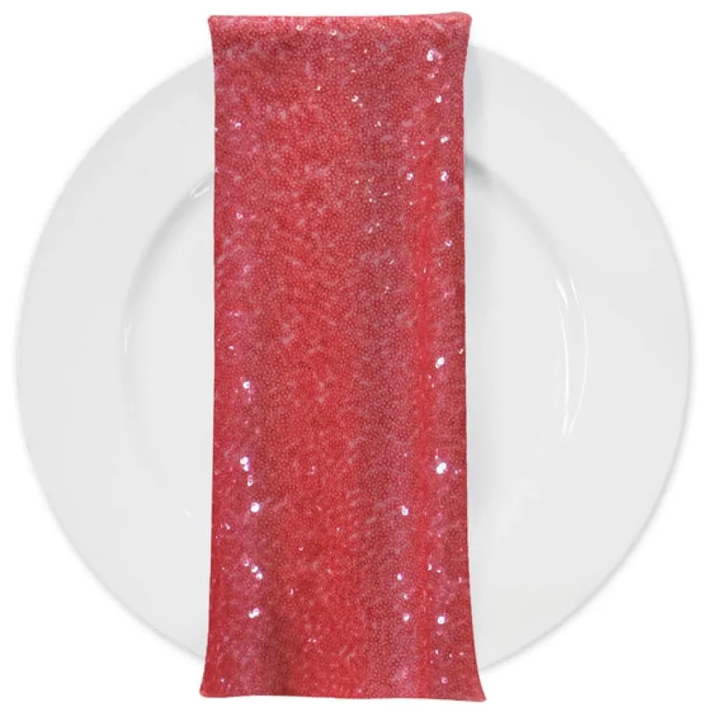 Glitz Sequins (w/ Poly Lining) Table Napkin in Coral