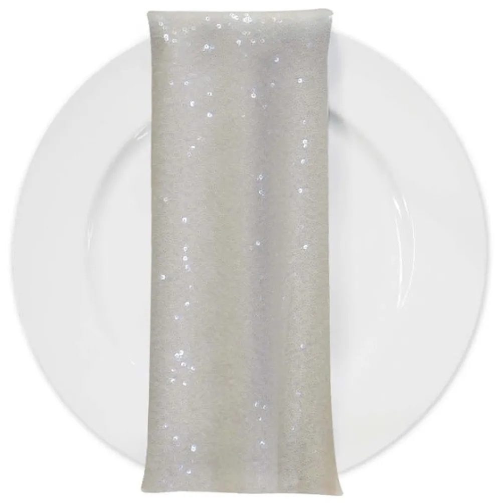 Glitz Sequins (w/ Poly Lining) Table Napkin in Ivory