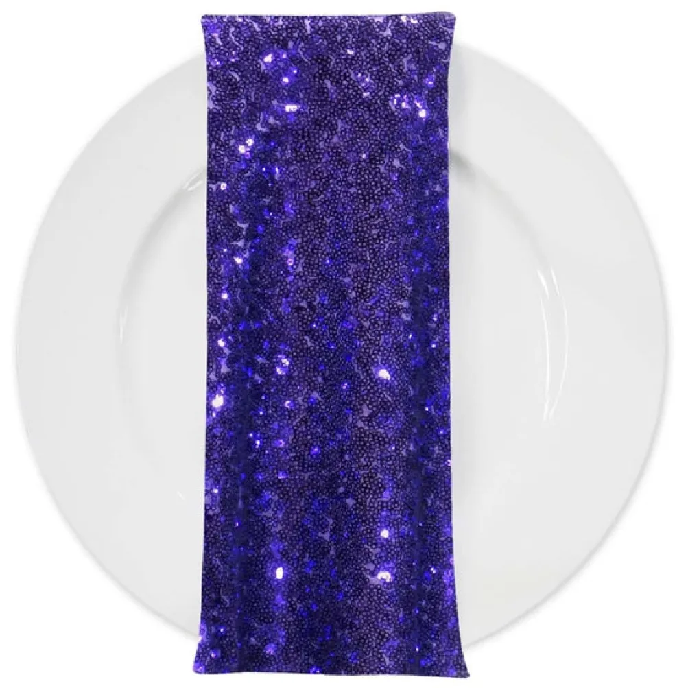 Glitz Sequins (w/ Poly Lining) Table Napkin in Purple