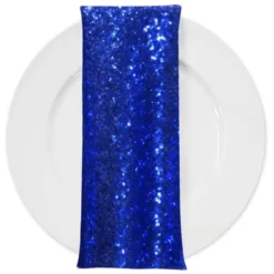 Glitz Sequins (w/ Poly Lining) Table Napkin in Royal