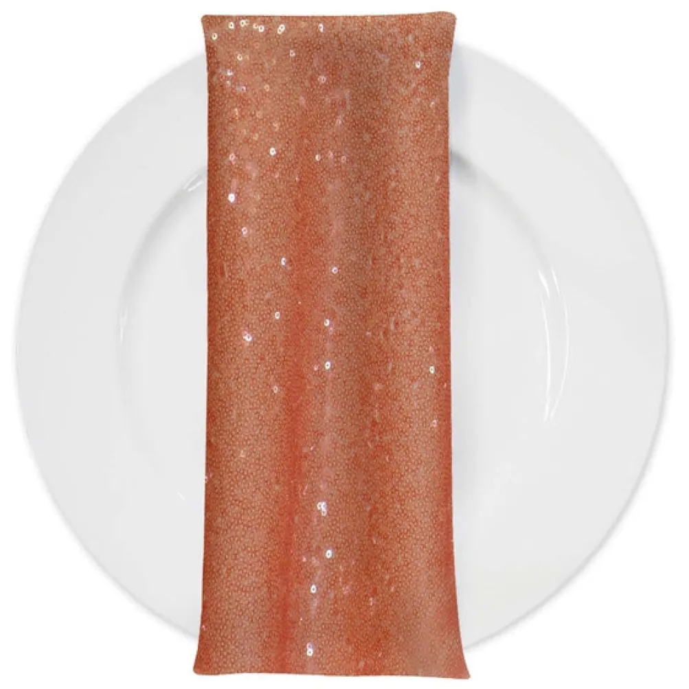 Glitz Sequins (w/ Poly Lining) Table Napkin in Peach