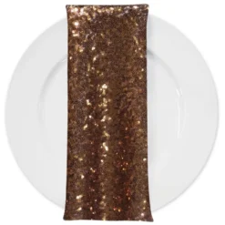 Glitz Sequins (w/ Poly Lining) Table Napkin in Copper