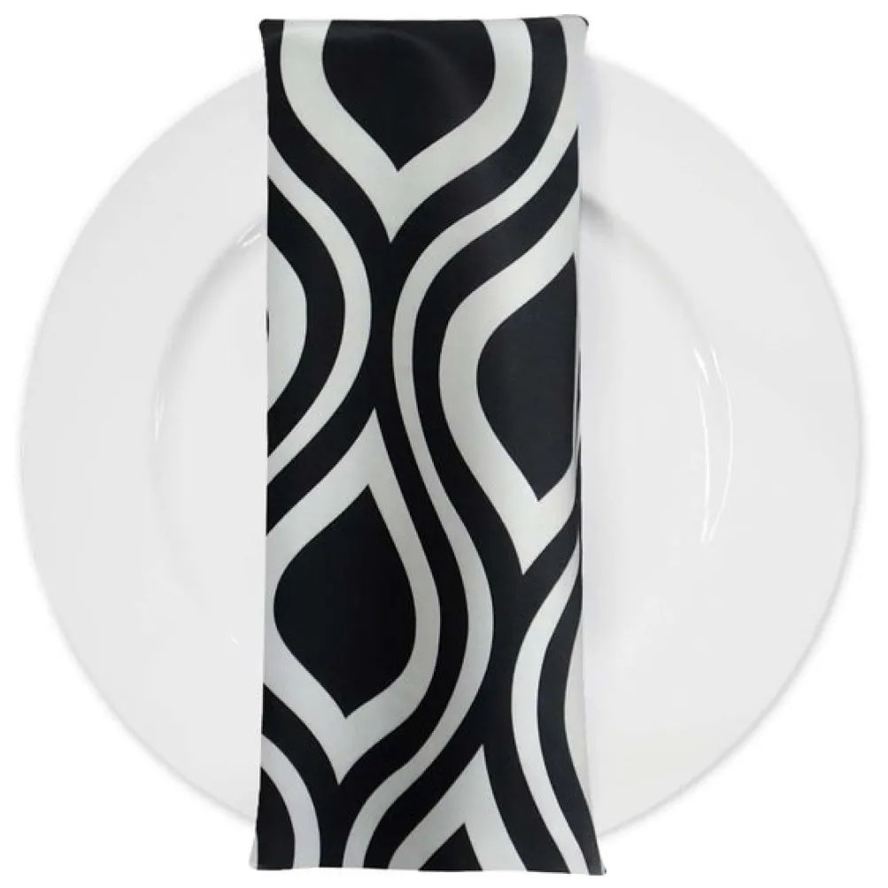 Groovy Print (Lamour) Table Napkin in Black