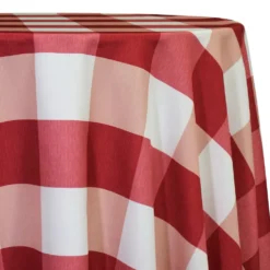 Hampton Checker (Poly Print) Table Linen in Red