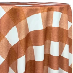 Hampton Checker (Poly Print) Table Linen in Rust