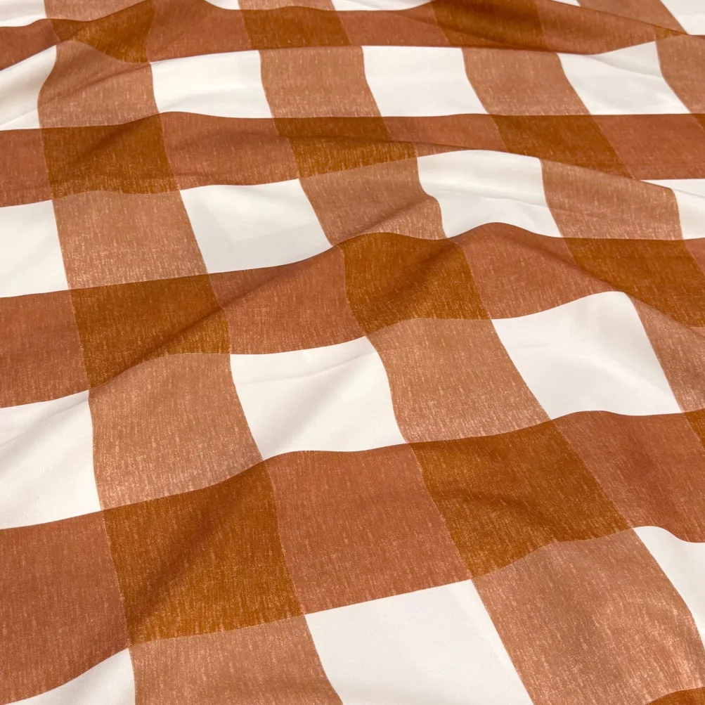 Hampton Checker (Poly Print) Table Linen in Rust