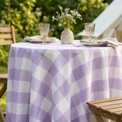 Hampton Checker (Poly Print) Table Linen in Lilac