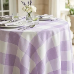 Hampton Checker (Poly Print) Table Linen in Lilac
