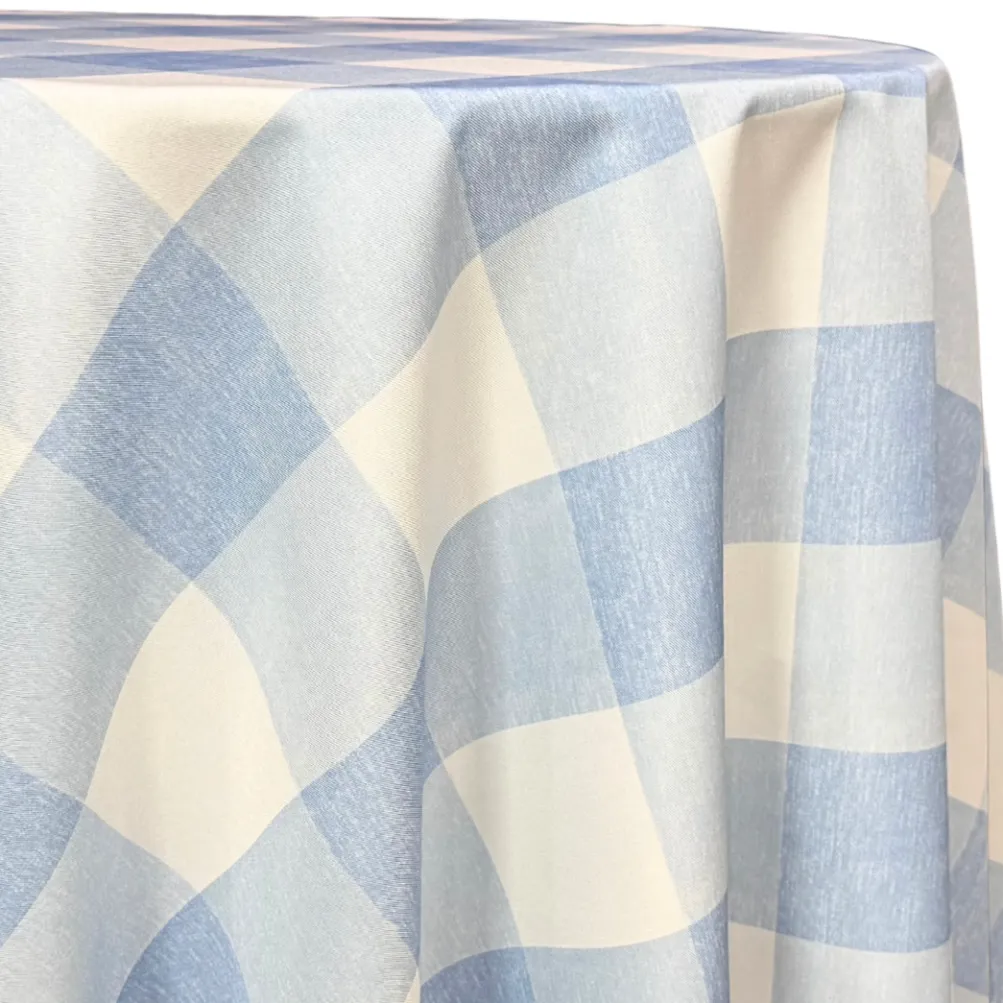 Hampton Checker (Poly Print) Table Linen in Lt Blue