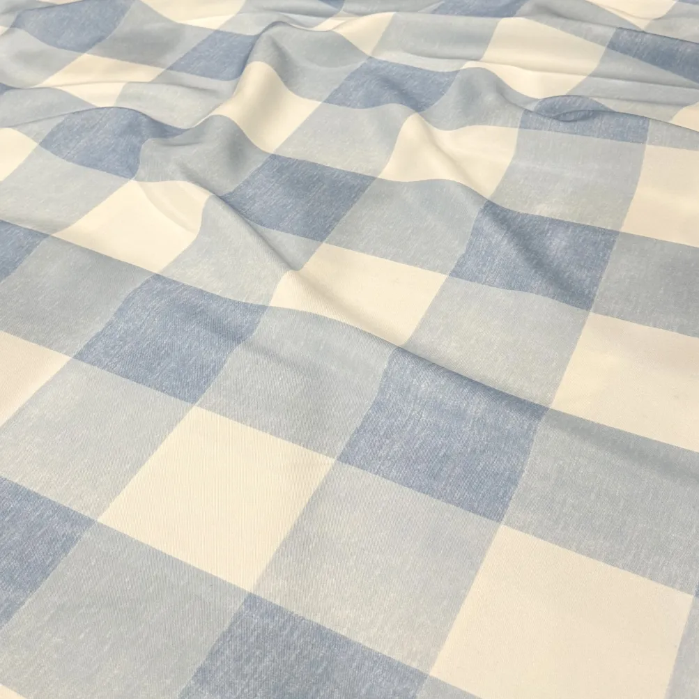 Hampton Checker (Poly Print) Table Linen in Lt Blue