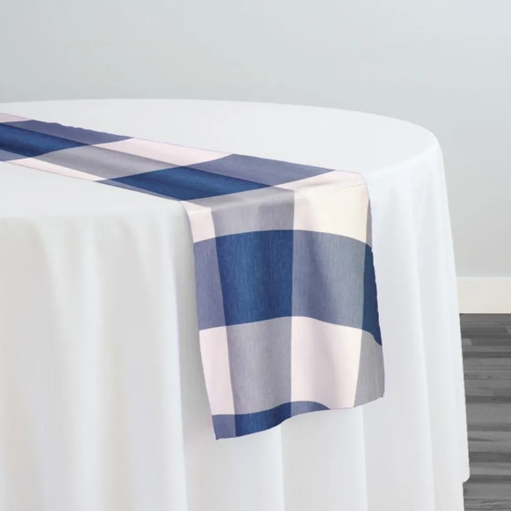 Hampton Checker (Poly Print) Table Runner in Blue