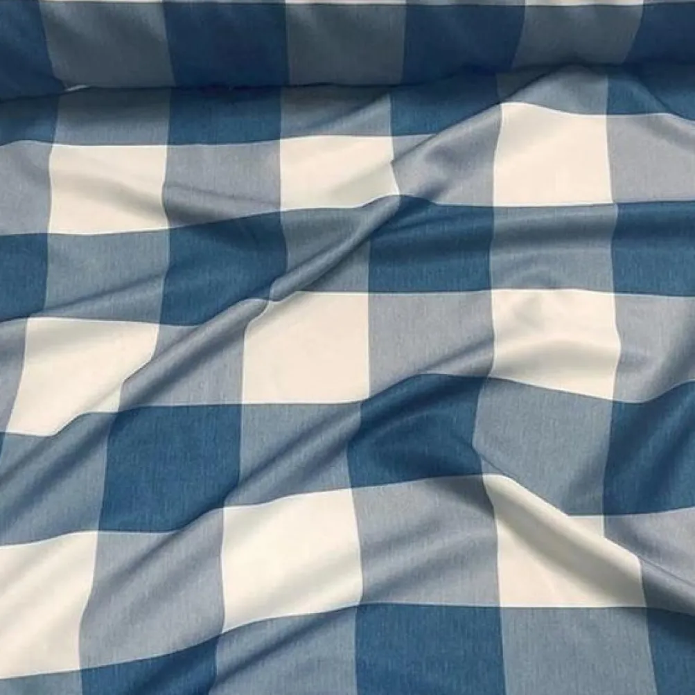 Hampton Checker (Poly Print) Table Linen in Blue