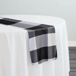 Hampton Checker (Poly Print) Table Runner in Black