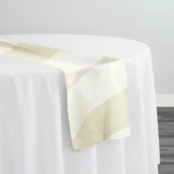 Hampton Checker (Poly Print) Table Runner in Taupe