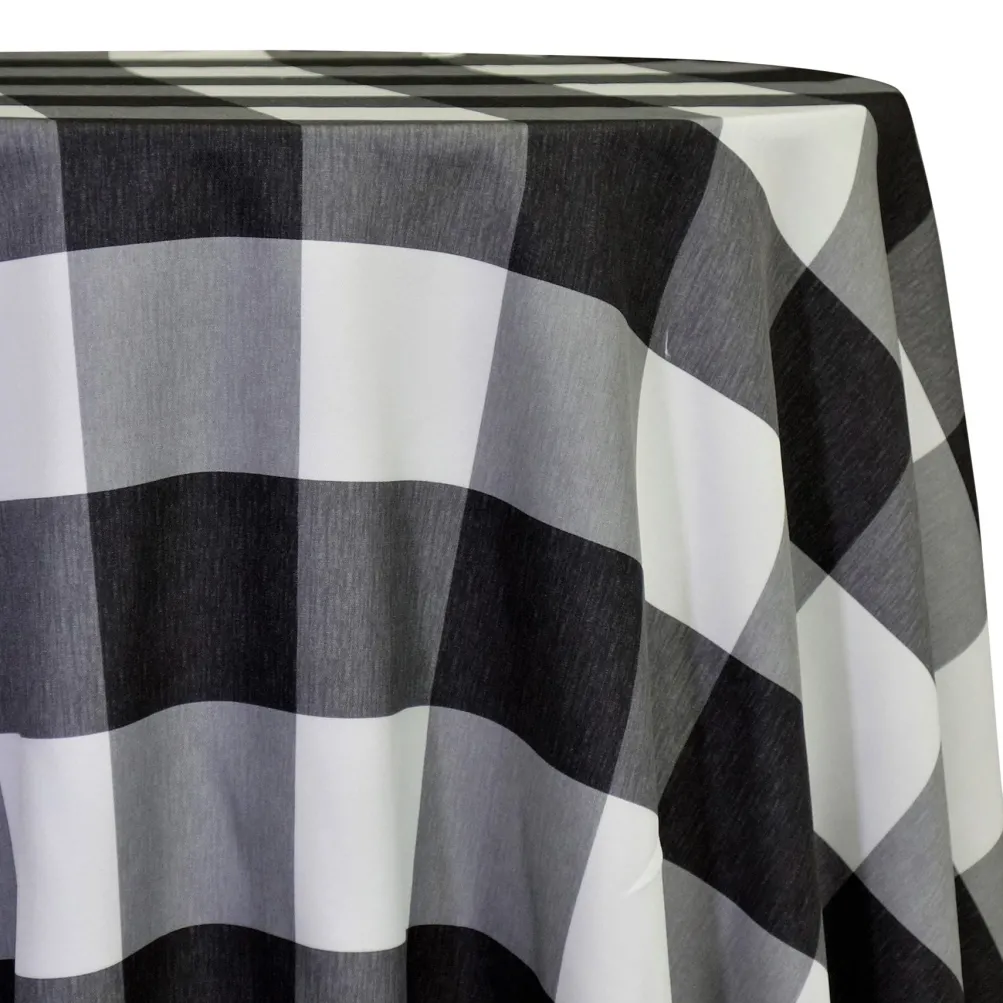 Hampton Checker (Poly Print) Table Linen in Black