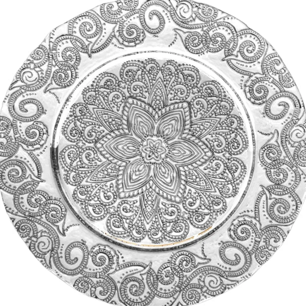 Henna - Glass Charger Plate in Silver (Item # 0294)