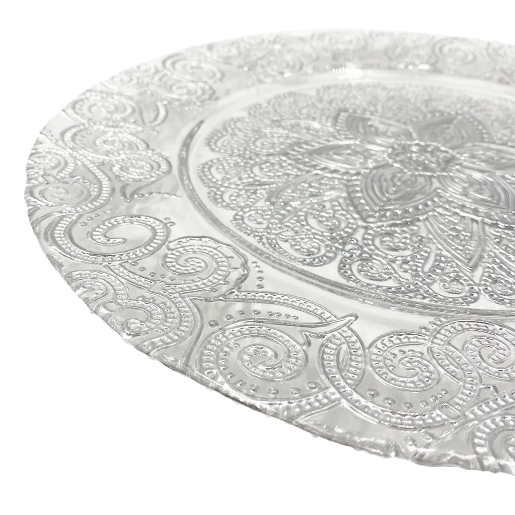 Henna - Glass Charger Plate in Silver (Item # 0294)