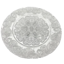 Henna - Glass Charger Plate in Silver (Item # 0294)