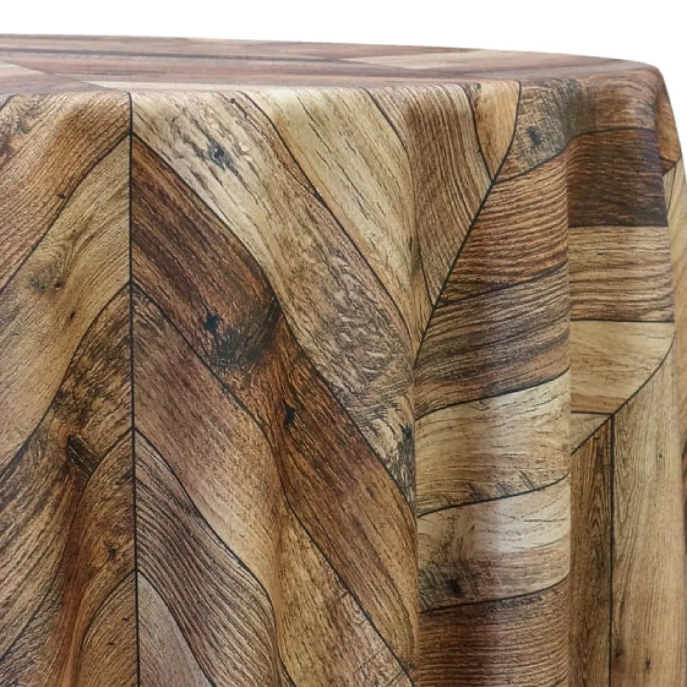 Herringbone (Poly Print) Table Linen Natural