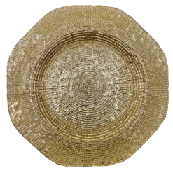 Hexagon - Glass Charger Plate in Gold (Item # 0248)
