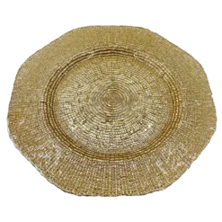 Hexagon - Glass Charger Plate in Gold (Item # 0248)