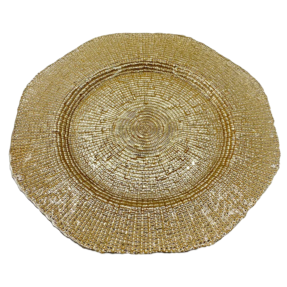 Hexagon - Glass Charger Plate in Gold (Item # 0248)