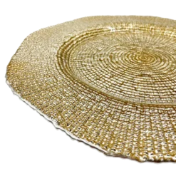 Hexagon - Glass Charger Plate in Gold (Item # 0248)