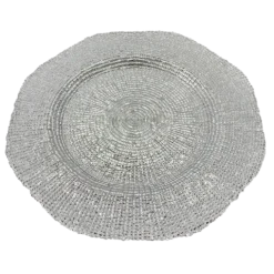 Hexagon - Glass Charger Plate in Silver (Item # 0248)