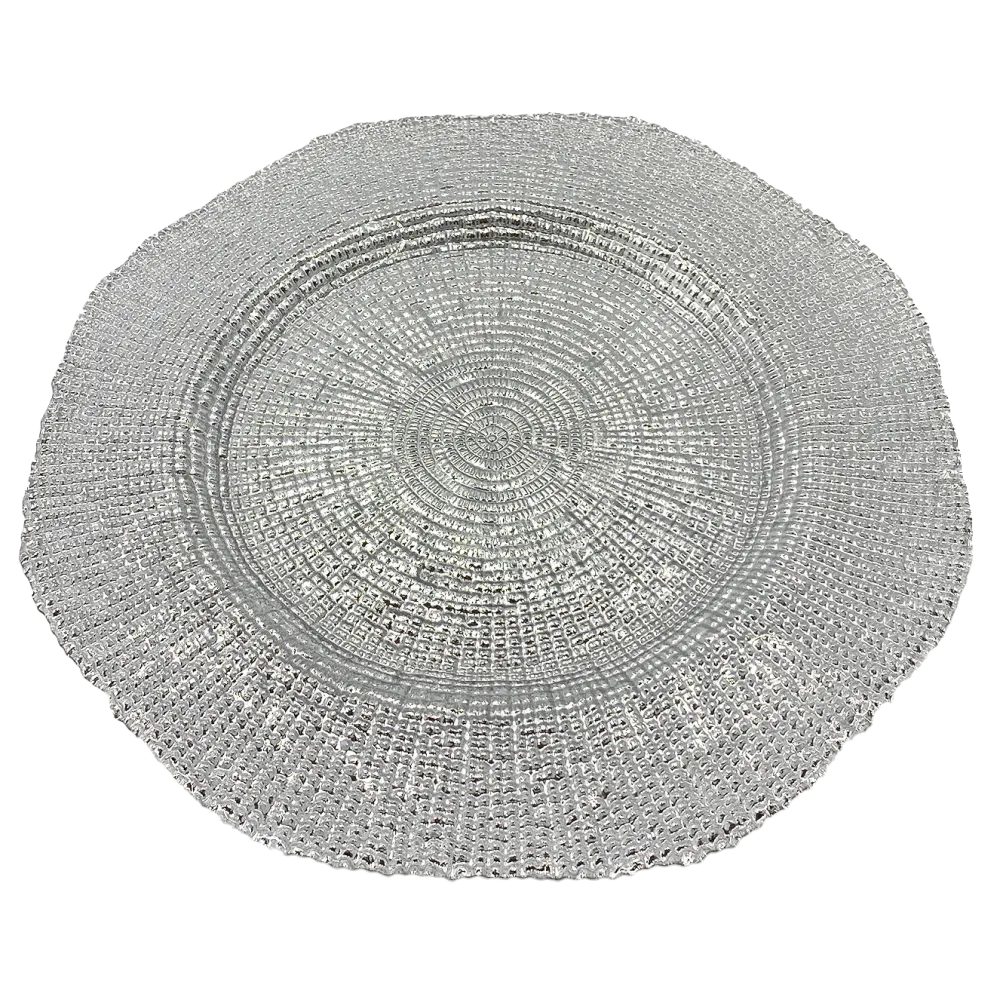 Hexagon - Glass Charger Plate in Silver (Item # 0248)