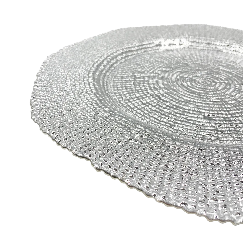 Hexagon - Glass Charger Plate in Silver (Item # 0248)